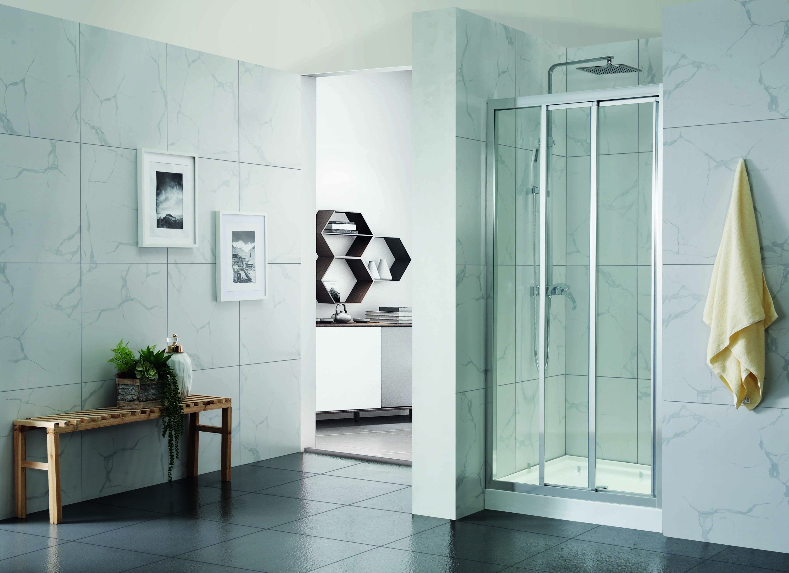 Framed Shower 3 Panel Sliding 1000 x 1000 - Image 6