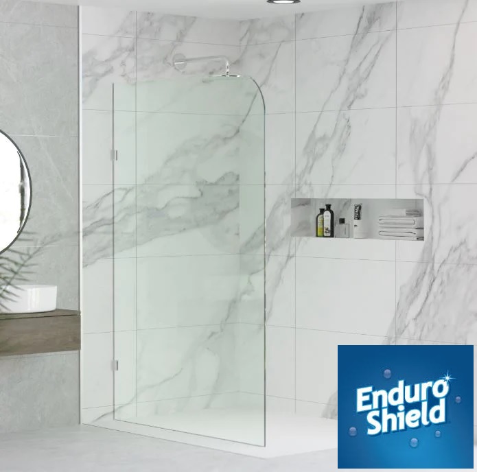 Yarra Radius Corner Frameless Shower Screen Panel 1000mm (EnduroShield Treatment)