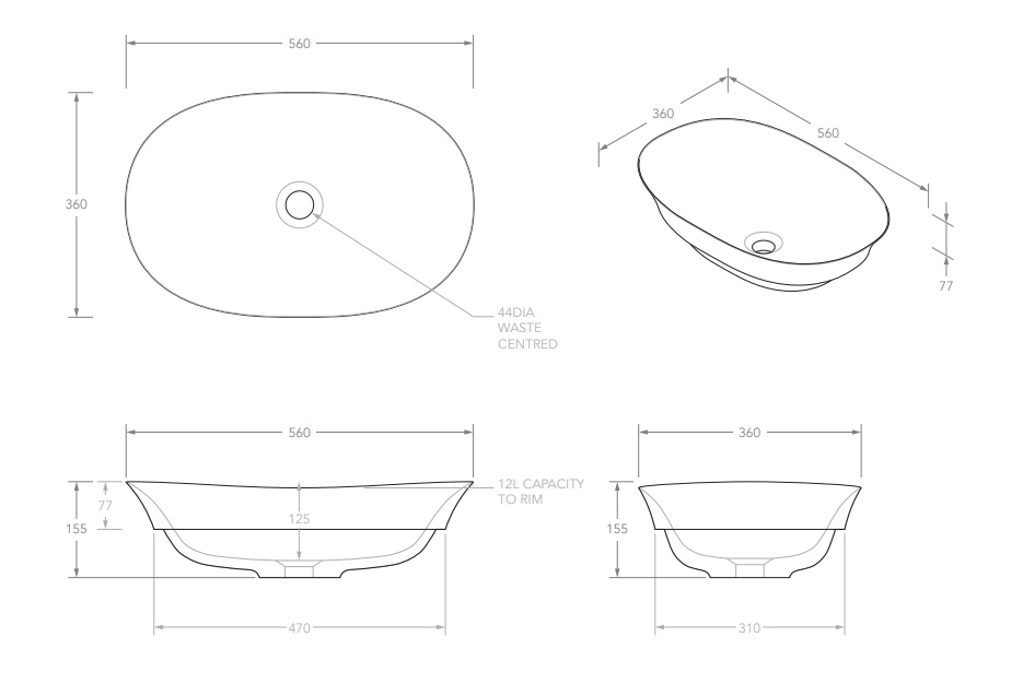 Rise Cast Marble Semi Inset Basin Matte White - Image 6