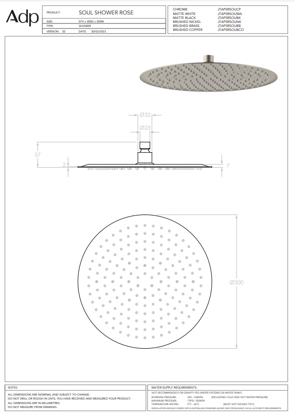 ADP Soul Rain Shower Rose Brushed Copper - Image 3