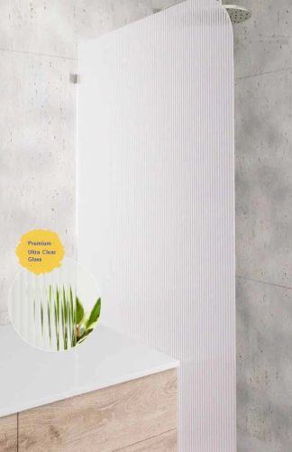 Narrow Reeded Frameless Shower Screen Panel 1000mm Left