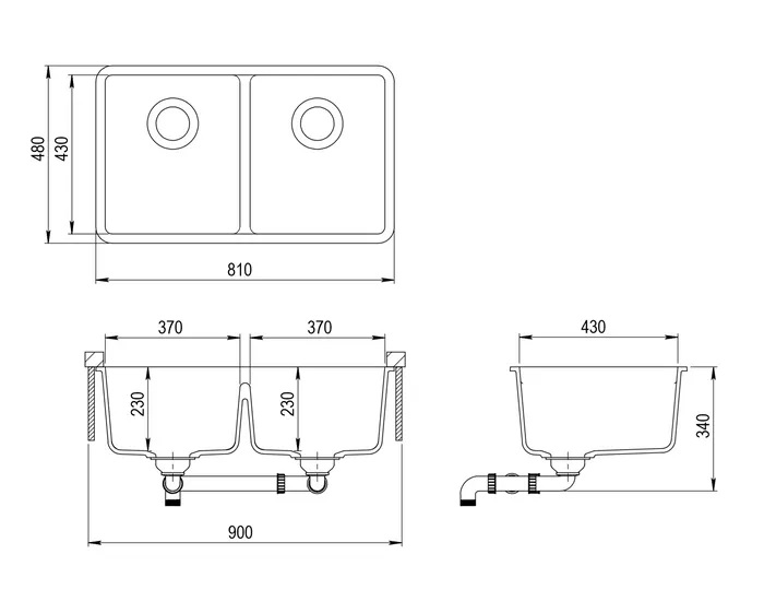 Viva Granite Quartz Double Bowl Kitchen Sink - Image 3